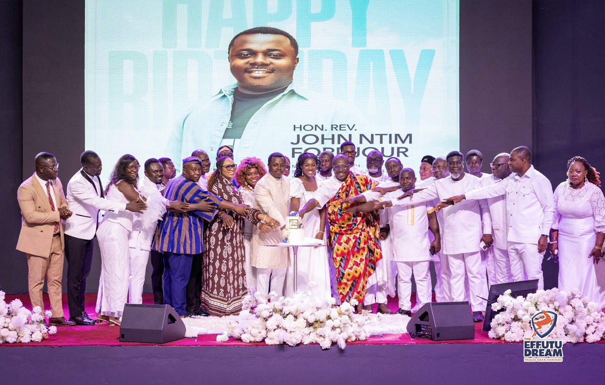 AfenyoMarkin's tweet photo. Today, I joined Hon. Rev. John Ntim Fordjour, MP for Assin South, at a special surprise celebration organised by his wife, Mrs. Tracy Ntim Fordjour, to mark his 40th birthday at Victory Bible Church International, Higher Heights Sanctuary.

It was a memorable occasion filled with joy, gratitude, and heartfelt tributes. I extend my warmest wishes to Hon. Rev. John Ntim Fordjour on this milestone and pray for God's continued blessings, good health and greater accomplishments in the years ahead.