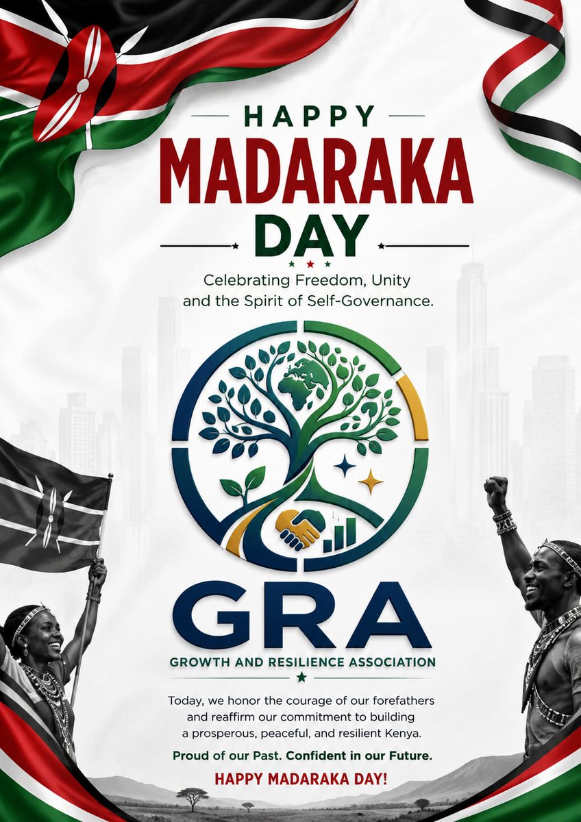 SMiTechnologies's tweet photo. At Growth and Resilience Association (GRA), we celebrate the spirit of self-governance, empowerment, and national unity. Together, we grow, together we build, and together we progress.
Best wishes from the GRA Committee.
#HappyMadarakaDay #GrowthAndResilience #GRACommittee #kenya https://t.co/qNdPEFOOxc