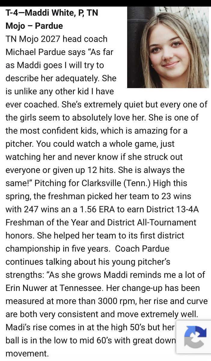 05MaddisonW's tweet photo. Thank you @LineDsoftball for the recognition among this talented 2029 class. 🙏🤝😊@MojoPardue @CliffWhite123 @los_stuff @BradyVernon @GoCHSSoftball @gatorjack72 https://t.co/euoNxyNb6l