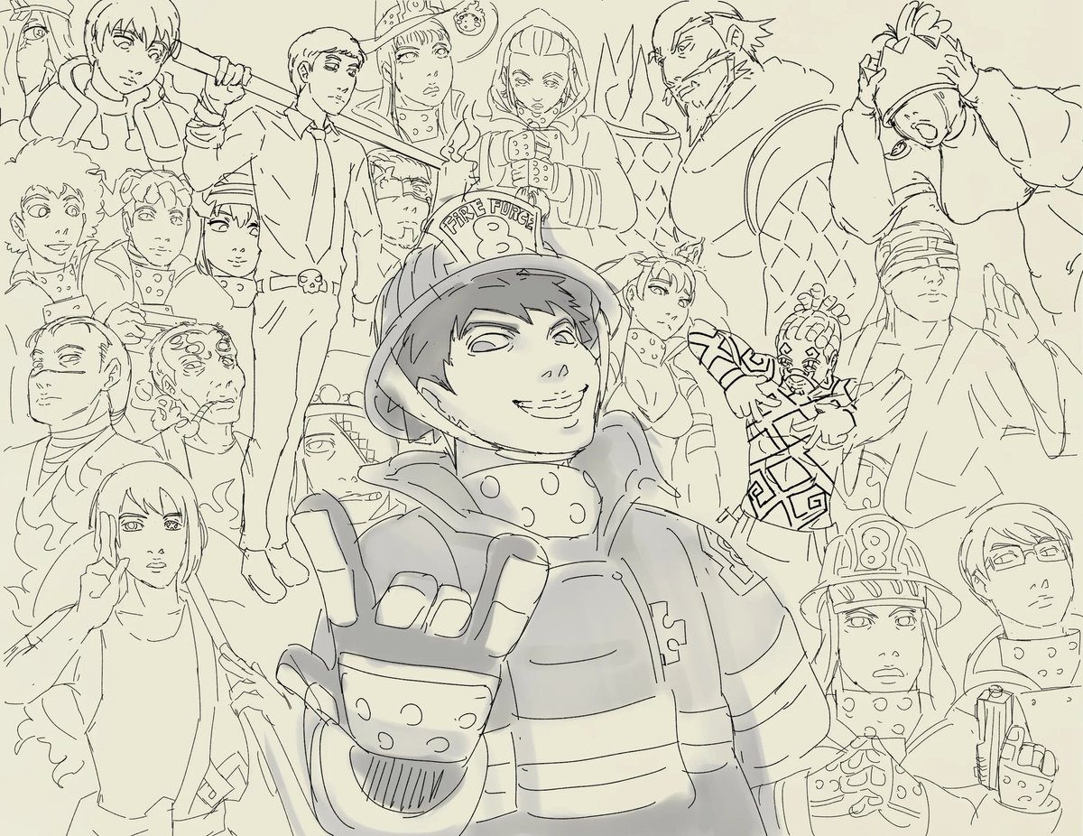 eu_atomn's tweet photo. Fire Force is Very good, study sketch https://t.co/IwZPv75uuF
