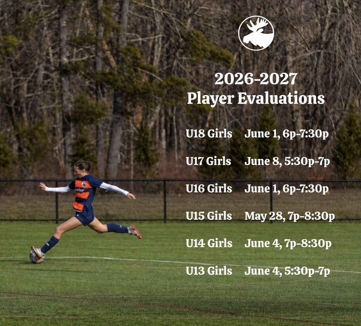 RoseveltSC's tweet photo. REMINDER: We're hosting U18 Boys, U18 Girls, U16 Boys, and U16 Girls evaluations tomorrow (6/1) night at the Gorham Sports Center!

The pre-registration link and times are below:

https://t.co/fCRHtVMKCO

🌲⚽ https://t.co/3hZvOeBttV