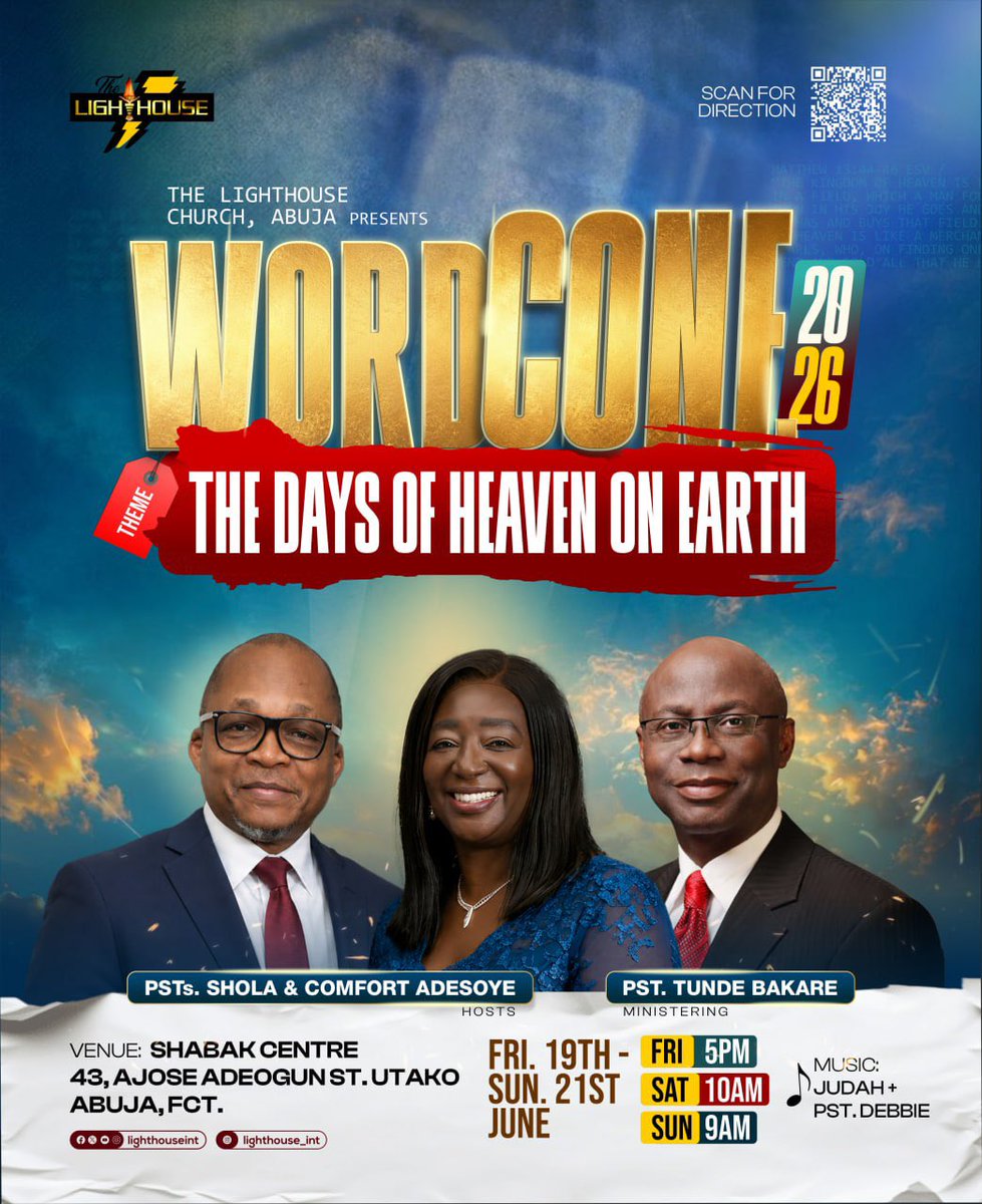 Lighthouseint's tweet photo. Glory!!
We are ready for a Revival
Word Conference is here.
Don’t miss this , mark the date.
19th to the 21st of June 2026
Be there! https://t.co/kP0tdYmhSt