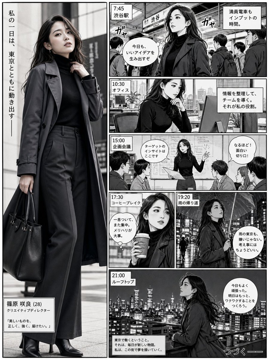 Realistic Professional Woman in Manga Page Layout