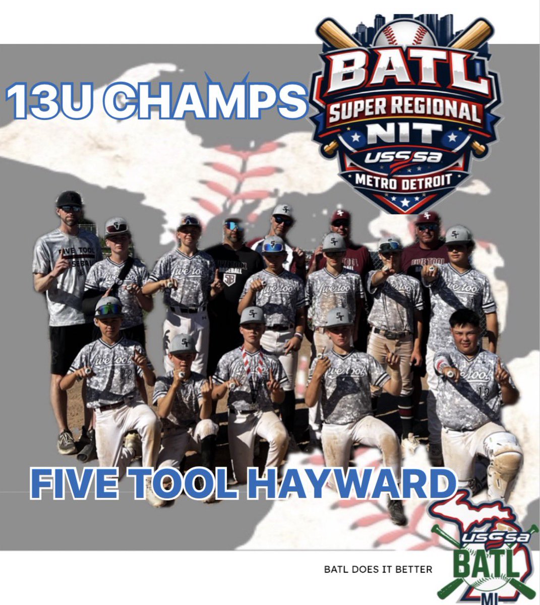 BaseballBatl's tweet photo. When things get tough Five Tool digs deep!!  BATL USSSA Super Regional NIT 13U Champions. MVP Bryce Jones https://t.co/ex4dt4QQyj