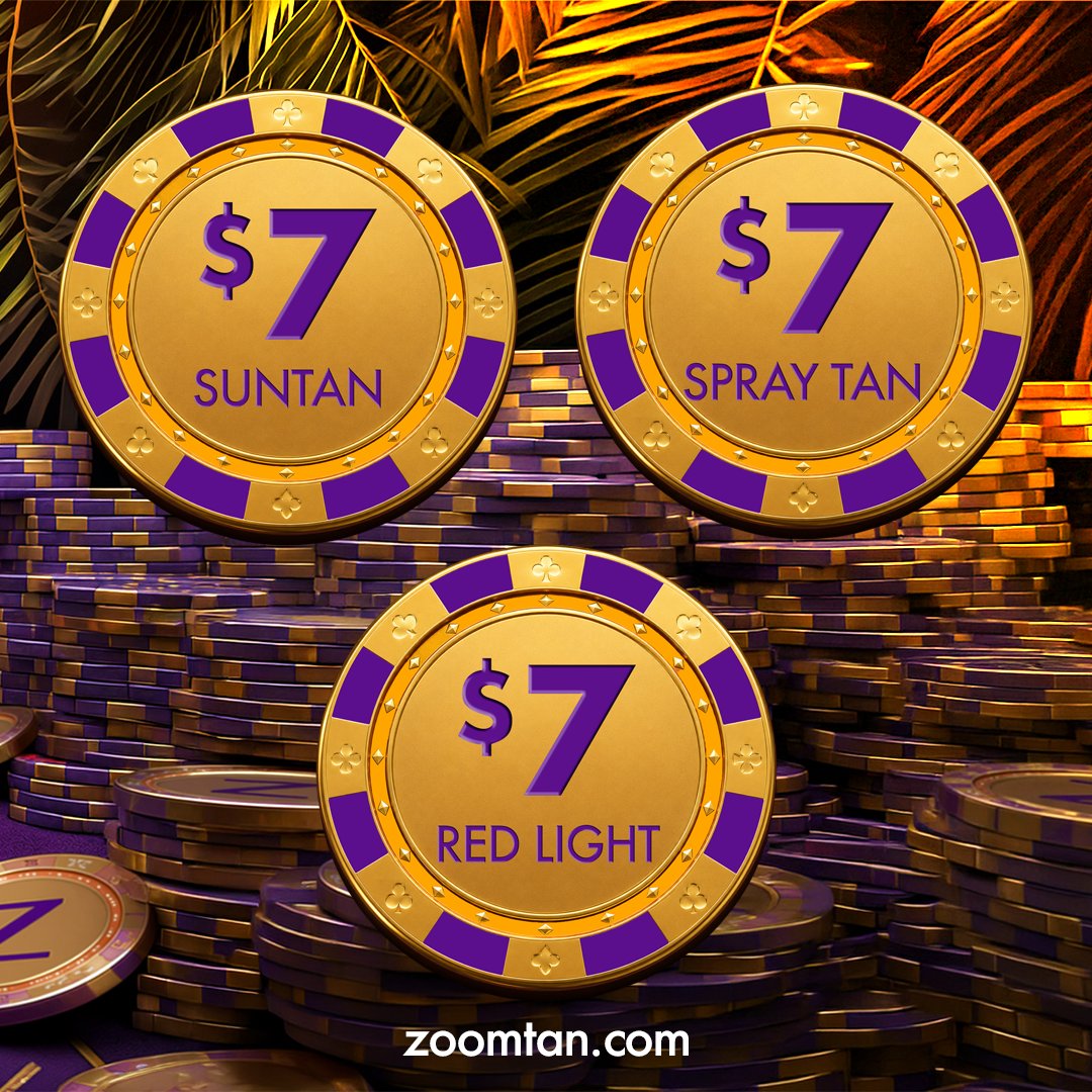 ZoomTan's tweet photo. June Jackpot is making every stop at Zoom Tan feel like a win 🎰☀️

Lucky for you, the $7 deals last all week:👇
1️⃣ $7 Suntan
2️⃣ $7 Spray Tan
3️⃣ $7 Red Light Therapy
4️⃣ + more jackpot deals in store!

📲 Get Coupons Here: https://t.co/jVzqa8vhbp
📅 Deals Valid June 1–7 https://t.co/Q0ipLJDf4X