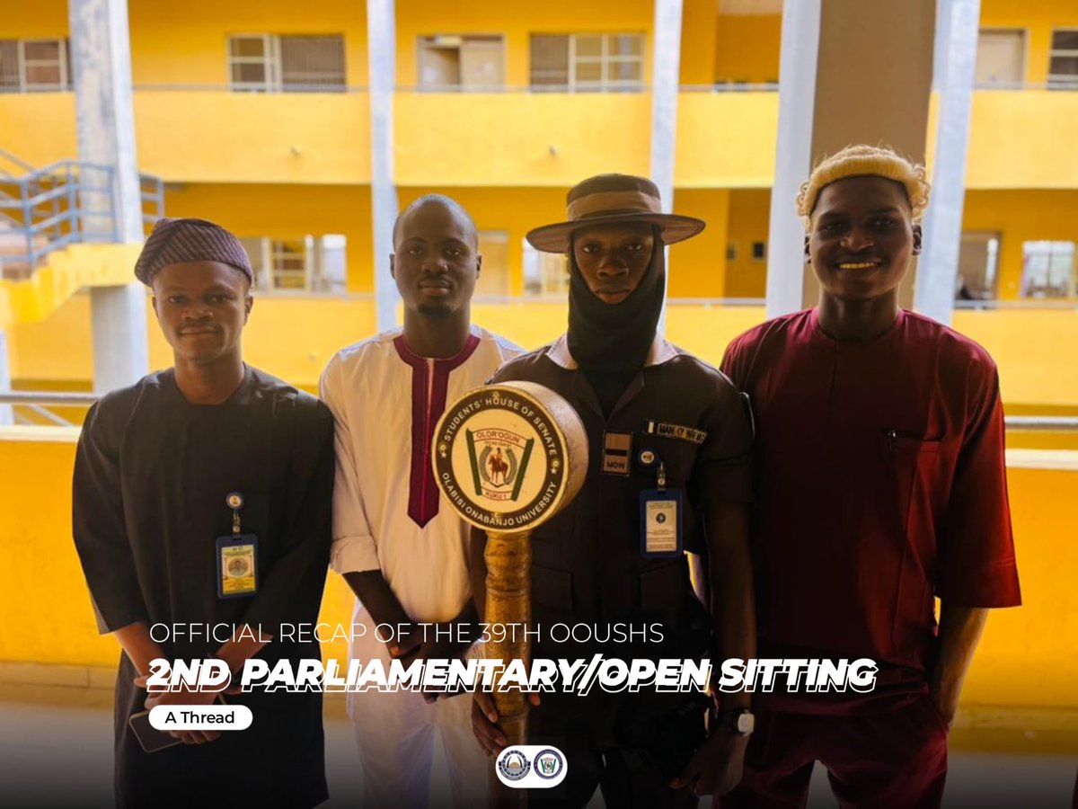 OOUSHS's tweet photo. 1️⃣ OFFICIAL RECAP OF THE 39TH OOUSHS 2ND PARLIAMENTARY/OPEN SITTING ⚖️

Held at the Sagamu Campus as part of the Senate's commitment to bringing governance closer to students across all campuses.

A Thread 🧵👇

#OOUSHS #OOUSUG #DistSenDolapoLedHallowedChamber https://t.co/lbj5d2xnwX