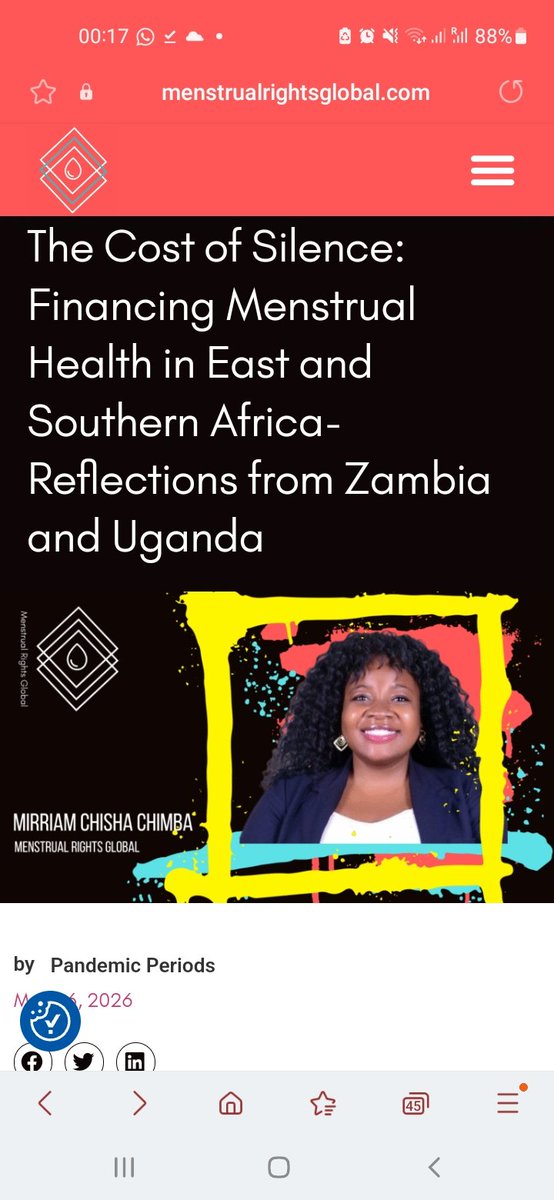 mcchimba's tweet photo. The silence around menstruation is loud and limits the flow of finances.  
Read my latest published article with @MenstrualRG on Financing Menstrual Health in East and Southern Africa. Name it. Fund it. 
 https://t.co/uF3mWUFX5w https://t.co/ijZPazUqJh
