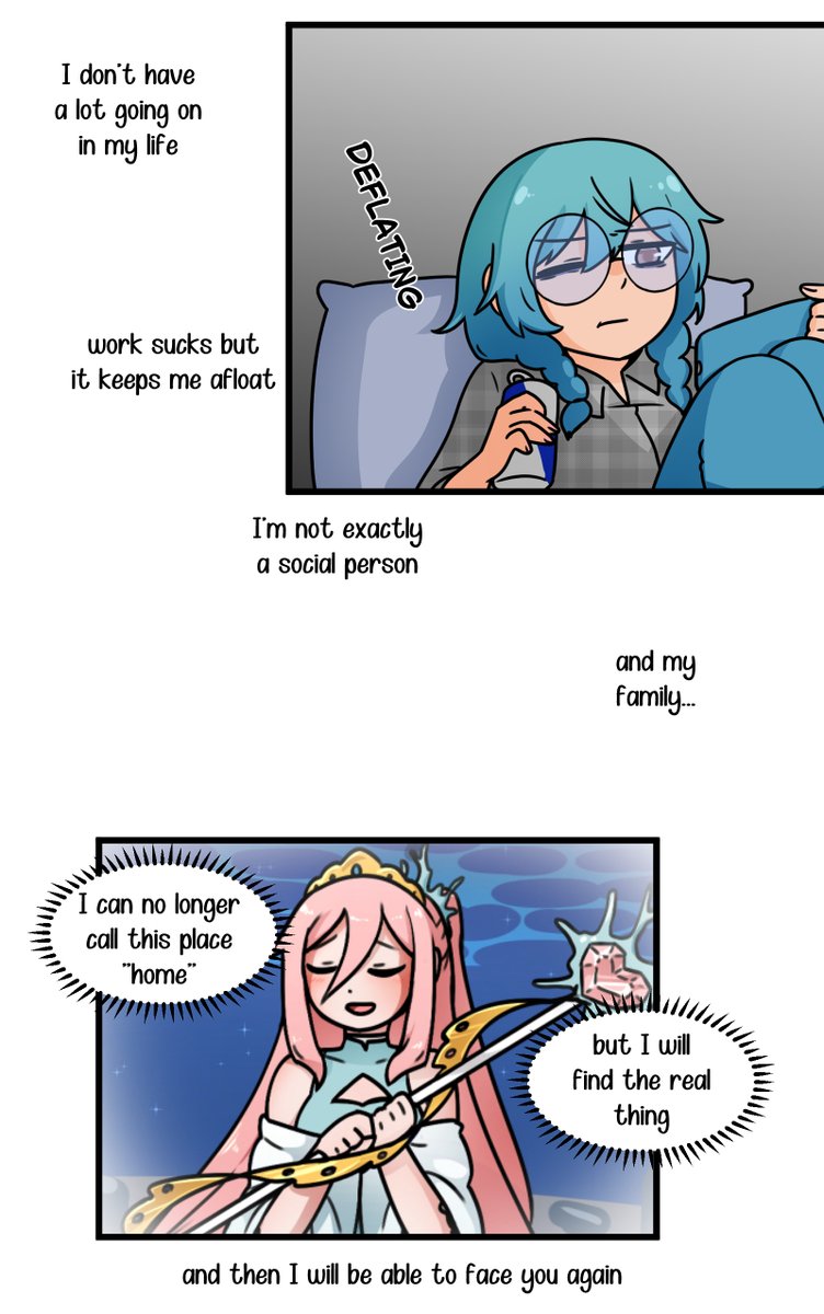 DiduDraws's tweet photo. the comic about a limited SSR unit in love with the player pulling for her (6/?) https://t.co/FK9hyVnDEf