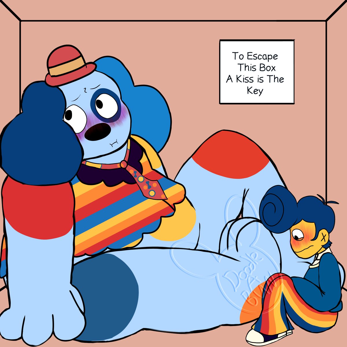 FranBunny74955's tweet photo. That trapped in a box trend thingy feat. Applebite #welcomehome #wallydarling #barnabybbeagle #applebite #art #shipart #mlm #fanart https://t.co/g81EoUSNpC
