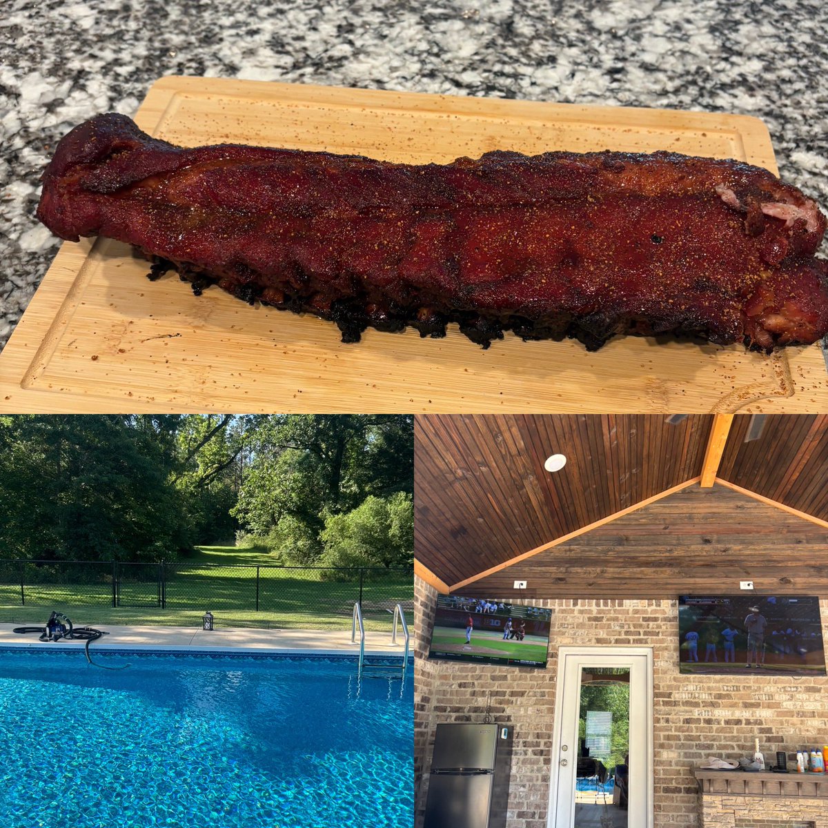 WMCaldwell70's tweet photo. Sunday Afternoon with @McLante 
#BabyBacks
#PoolDay
#NCAABaseball https://t.co/yY88iDF3FU