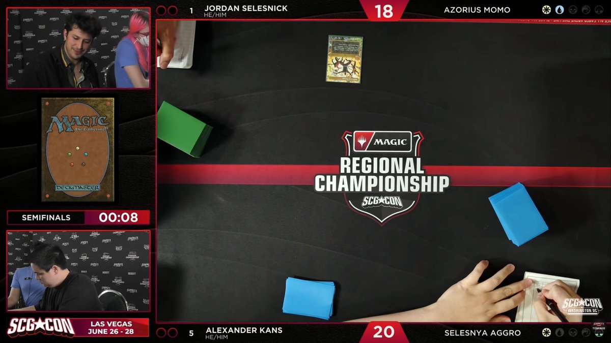 SCGCON's tweet photo. Semifinals Feature Match! ⚔️

Jordan Selesnick (Azorius Momo) vs. Alexander Kans (Selesnya Aggro)

Alex is locked for Worlds, but a spot in the Finals is on the line!

Watch live from #SCGDC 🔻
▶️ YouTube: https://t.co/hD3Zuiz67O
🟣 Twitch: https://t.co/csq86Cu9az https://t.co/thL4I0V2kr