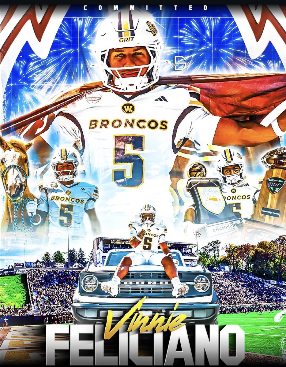 Vinnie_2027's tweet photo. 1000% COMMITTED!! #BroncosReign🐴 @WMU_Football

 @RBCoachPaige @CoachLT_WMU @coachwaltbell @CoachPatGannon @coachroot82 @CoachKraftyMPS @CoachHarrisDBs @adamgorney @247recruiting @One11Recruiting @PA_TodaySports
@TomLoy247 @BrianDohn247 https://t.co/fY7AOvdmZv