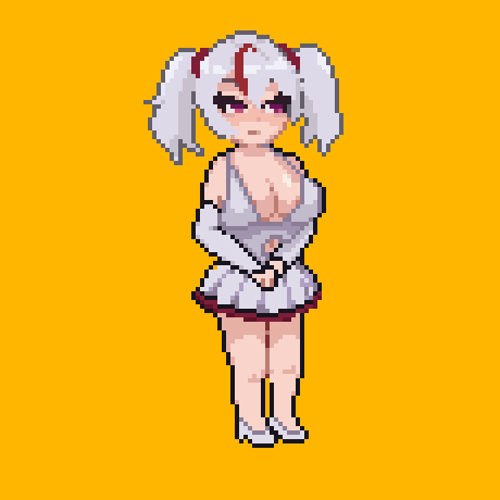 BaldEaglePixel's tweet photo. Meet Noe your new favorite helper in the game 

She’s the kind of girl you’ll be very happy to run into… always ready to lend a hand (or more) when you need it most. Cute, clever, and dangerously useful. What kind of “help” would you ask her for first? 
#PixelArt #AdultGame #NSFWGame #IndieAdult #Aseprite