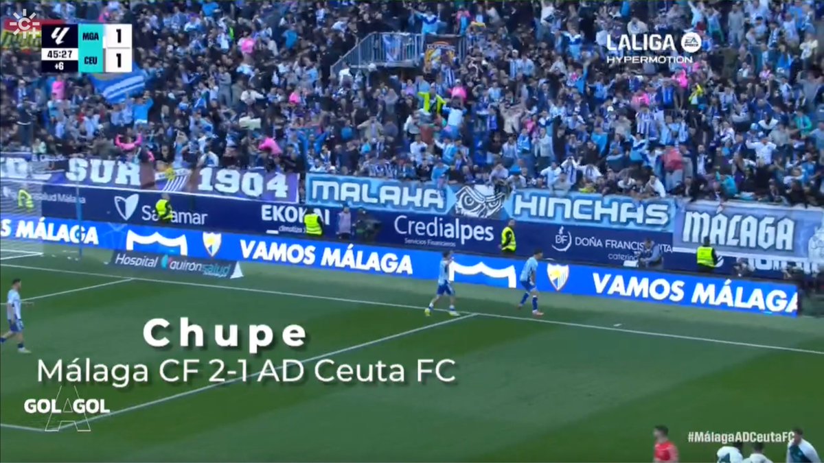 GolAGolCSur's tweet photo. ⚽️ ¡El golazo del jugador del #MálagaCF #Chupe ante la AD Ceuta, elegido como el mejor gol de la temporada en 'Gol A Gol'!

 📲 #GolAGol31may https://t.co/dqRFI9KaLx