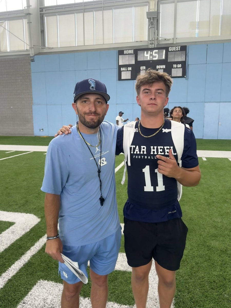 NolanDownes's tweet photo. Thankful to earn QB MVP at @UNCFootball  today. I appreciate receiving an offer from UNC this Spring and for @Belichick_B @_thebillymiller @Coach_Mlombardi investing their time with me.  Excited to get back on campus this Fall!
@mlombardiuncgm @CoachBPetrino @InsideCarolina @AJTarHeel247 @Andy_Villamarzo @Andrew_Ivins @CharlesPower @TomLoy247 @ChadSimmons_ @adamgorney @JacquezGreen @RecruitManatee @QBcoach1 @baylintrujillo @CJBennett_08 @JayGuarantano