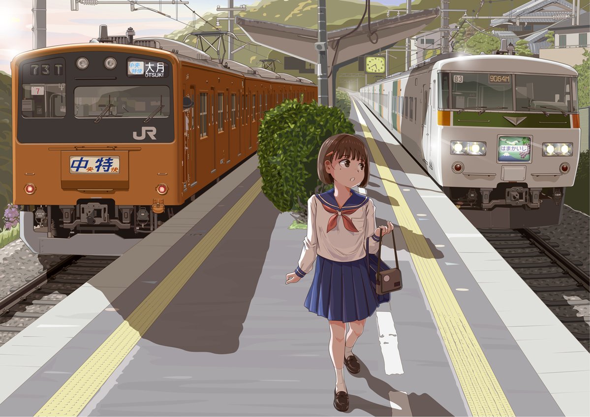 usajakedentetsu's tweet photo. 梁川駅の夕景 https://t.co/kztx8CKjWT