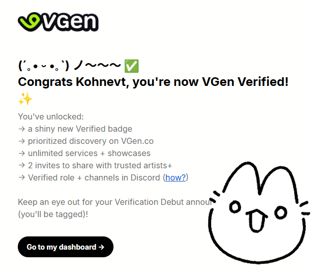 kohnevt's tweet photo. OMGGG!!! I'm now #VGen verified! 
Thank you so much to everyone who has supported me, really. I hope I can bring you all some fun new services soon!! ₍₍⚞(˶˃ ꒳ ˂˶)⚟⁾⁾ https://t.co/t9xuJjG4tb