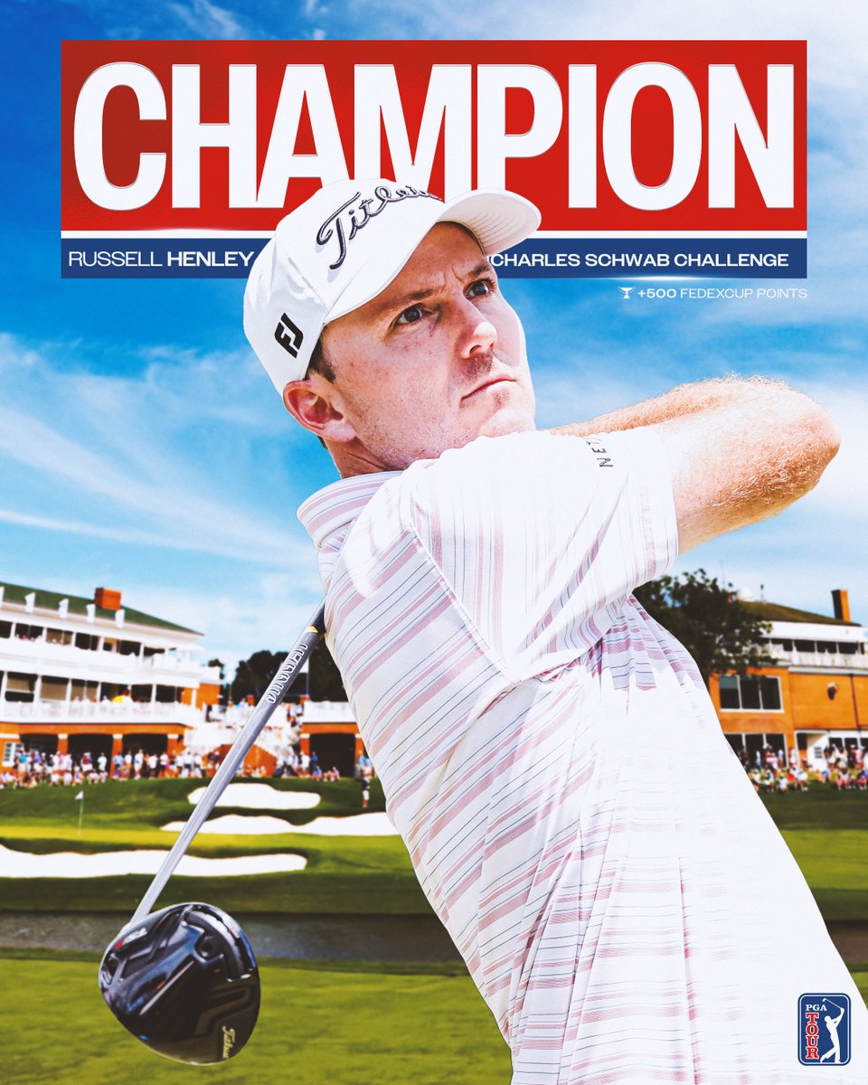 PGATOUR's tweet photo. A winner in Fort Worth 🏆

Russell Henley comes from behind to claim his 6th PGA TOUR win @CSChallengeFW. https://t.co/fD2ekLL5IP