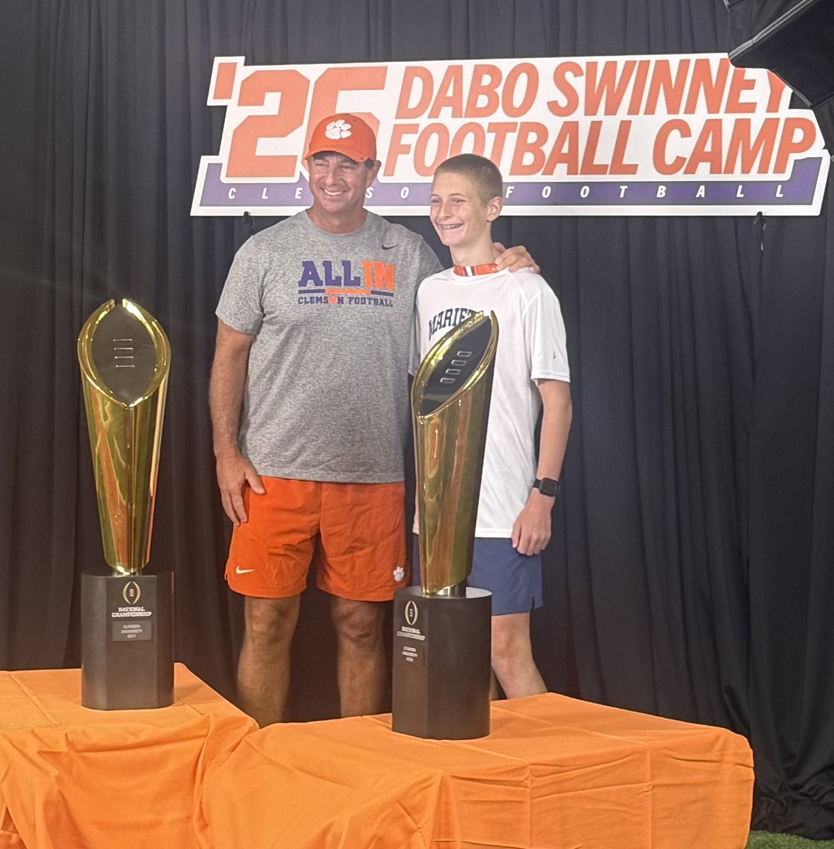 clindley717's tweet photo. Celebrating 5 years at the Dabo camp.

Thanks @ClemsonFB for making this one of the best weeks every year!

@Coach_Grisham great to train with you this year especially!

Excited to bring back what I learned to @MariettaFtball @CamDuke11 https://t.co/bSoEmPo9b6