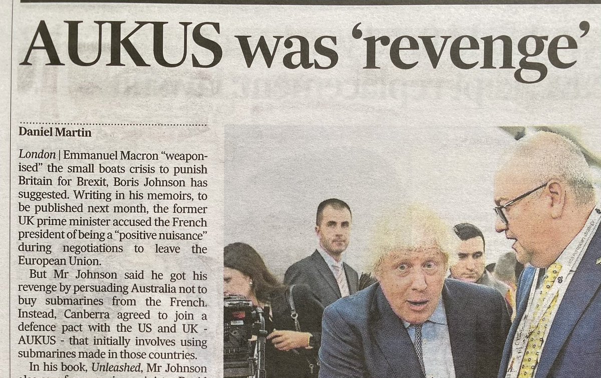 THE_Russell's tweet photo. @MichaelPascoe01 AUKUS was Morrison's and Johnston's brain fart, to punish Macron.
Trump and Hegseth are involved.
We should have known it would end like this.
#AUKUS will #FAUKUS
#auspol https://t.co/X5piDQHmP1