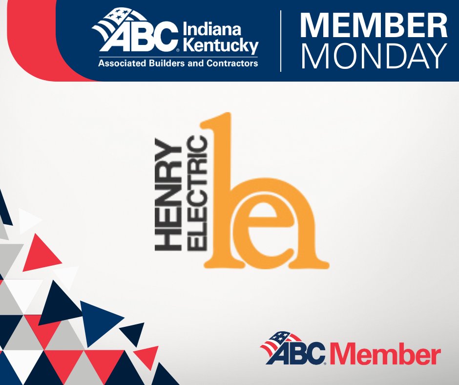 ABCINKY's tweet photo. It’s #MemberMonday! This week we’re highlighting Henry Electric, an ABC Indiana/Kentucky member for 30 years! Henry Electric specializes in commercial &amp; industrial electrical solutions, delivering quality workmanship and dependable service for decades. #ABCMeritShopProud https://t.co/CXmaF9SPuX