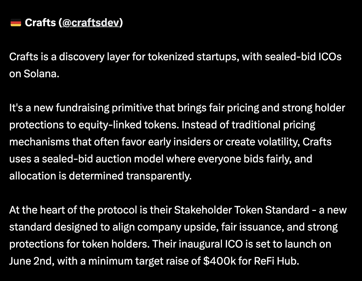 abo_crafts's tweet photo. Thanks for mentioning @craftsdev, excited to solve the misalignment token <> equity + bring great start-ups on chain at fair valuations! https://t.co/uuplcluHXw