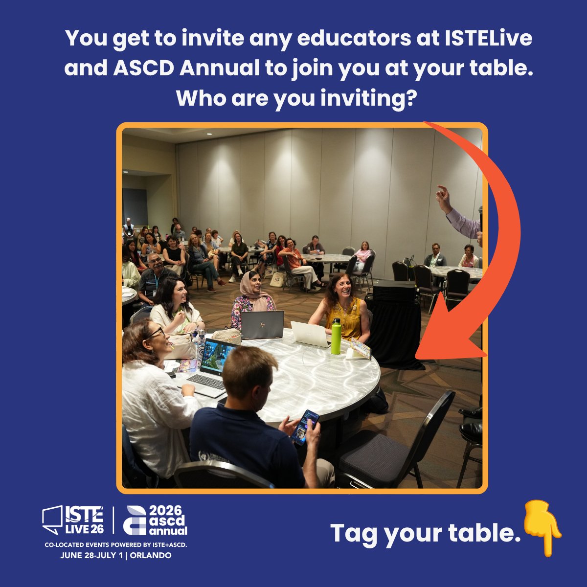 ISTE_ASCD's tweet photo. The ultimate #ISTELive and #ASCDAnnual crossover. 🤝

You get to sit down at a table with any 3 attendees in Orlando this June.

Who are you pulling up a chair for? Tag your dream table below! 👇 Let's see those connections. ☕✨

Register now! https://t.co/wEAyiMwUS2 https://t.co/g25yZV8B3z
