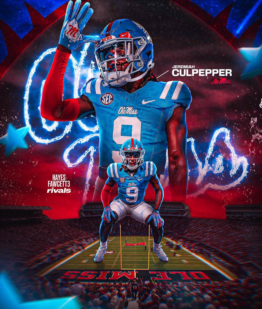 Hayesfawcett3's tweet photo. BREAKING: Four-Star LB Jeremiah Culpepper has Committed to Ole Miss, he tells me for @Rivals

The 6’3 212 LB chose the Rebels over Tennessee, Auburn, and Virginia Tech

“THE WAIT IS OVER!!!! #COMMITTED”

https://t.co/Kj0RMmCcCN https://t.co/lfOLjyj9cI