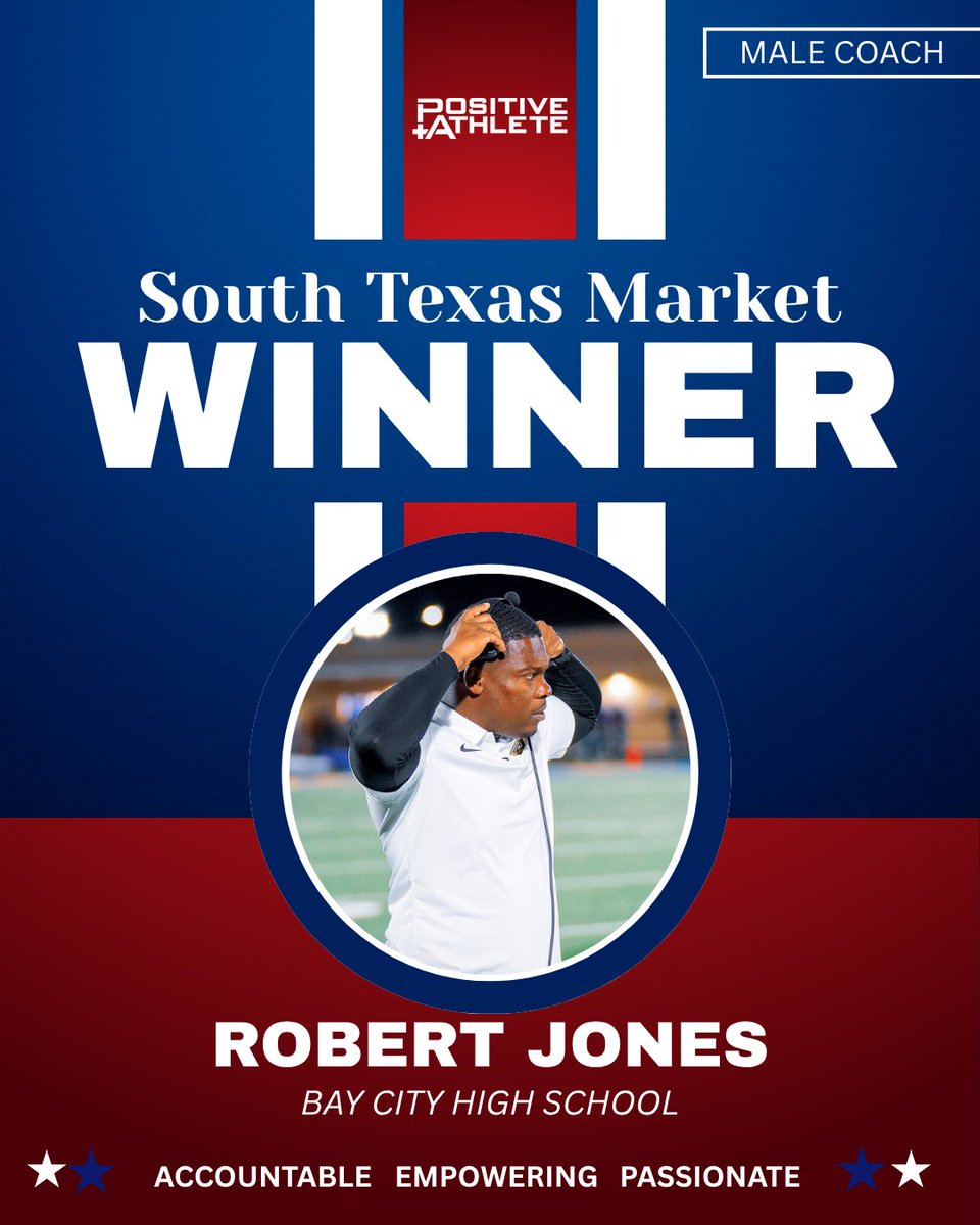 BCHSFBall's tweet photo. Our AD/Head Football Coach, @CoachRJones_ , has been named the 2026 South Texas Market Positive Athlete-Male Coach! His leadership, dedication, and commitment to developing student-athletes both on and off the field exemplify what it means to be a Positive Athlete. 
#BFND https://t.co/RkmuMEAEse