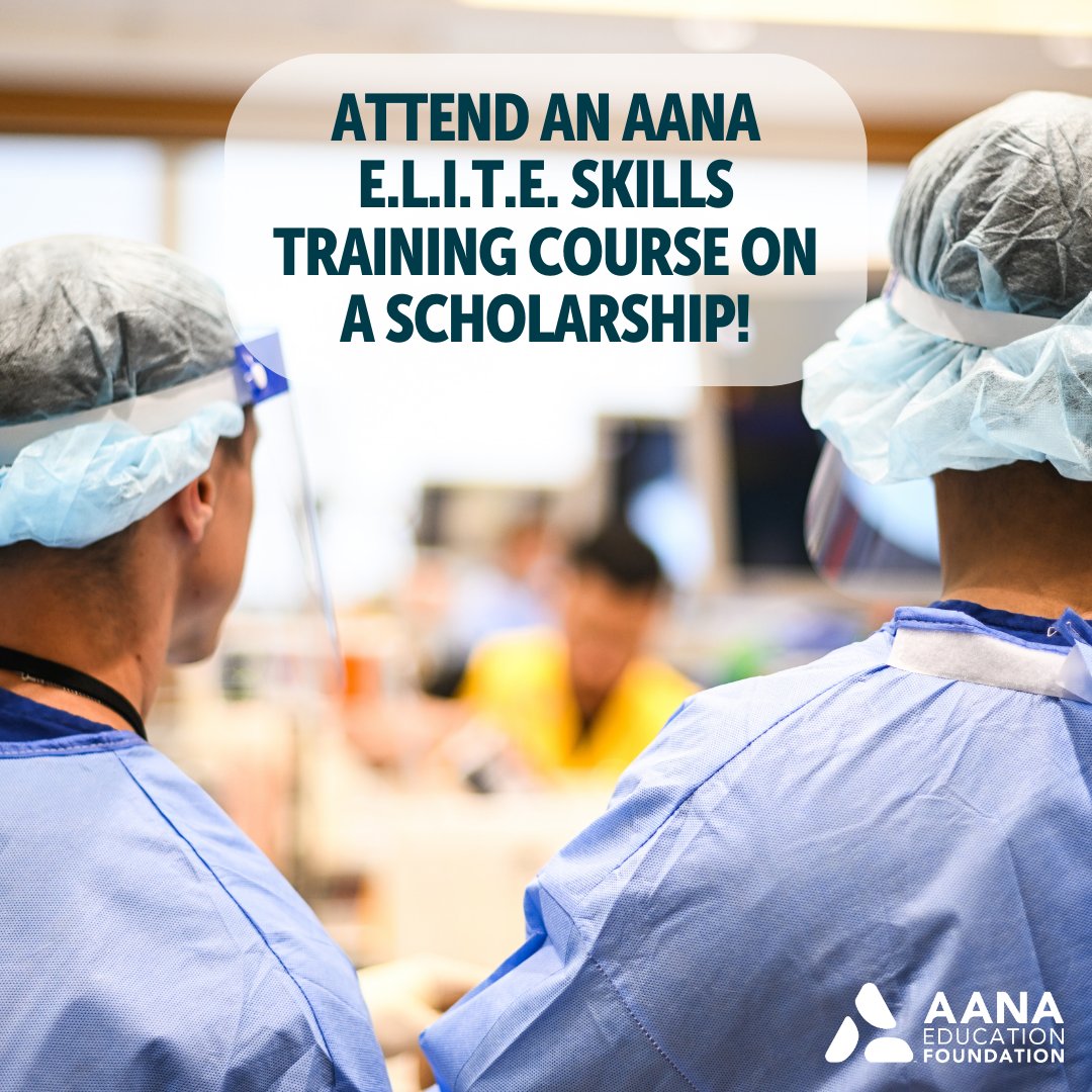 AANAORG's tweet photo. Don’t miss your chance! Apply for the AANA Education Foundation scholarships by June 29 to attend either the E.L.I.T.E. Knee or Hip course on October 24 in Rosemont, Illinois. These scholarships cover course registration and up to $500 in travel reimbursement. Apply now: https://t.co/e0JVLERVSx