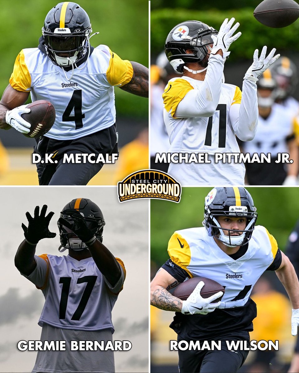 steelcityundrgr's tweet photo. How are we feeling about the Steelers revamped WR room?

A dangerous DK Metcalf with help from an equally dangerous Michael Pitman, paired with young, hungry receivers such as Bernard and Wilson is starting to look like one of the better units in the AFC. https://t.co/m6xjB9NyyR