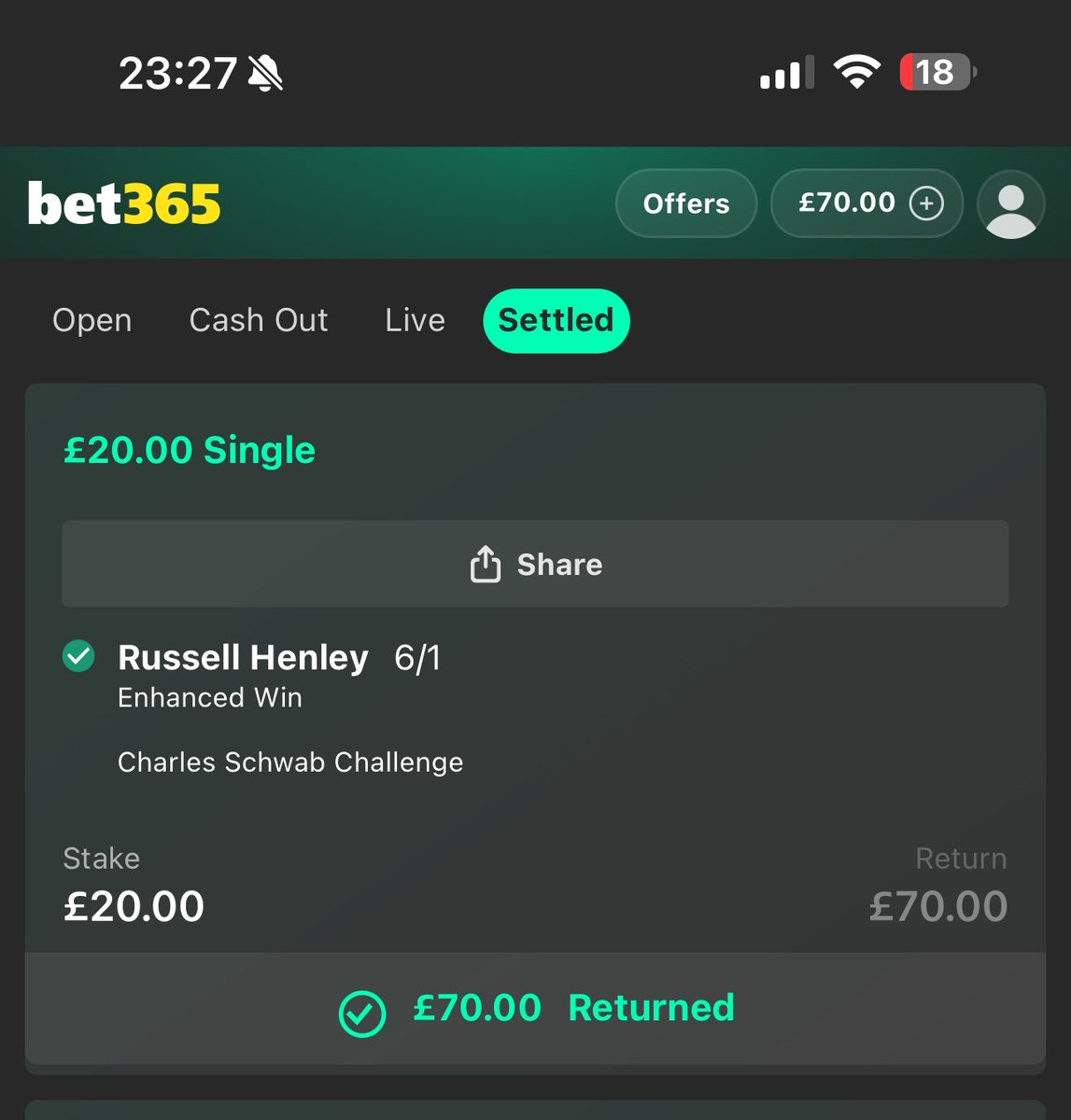 ryansracingtips's tweet photo. @bet365 So Russell Henley wins a play off and you only pay me out half the money?? What on earth is going on? https://t.co/g4MkwIMzC4