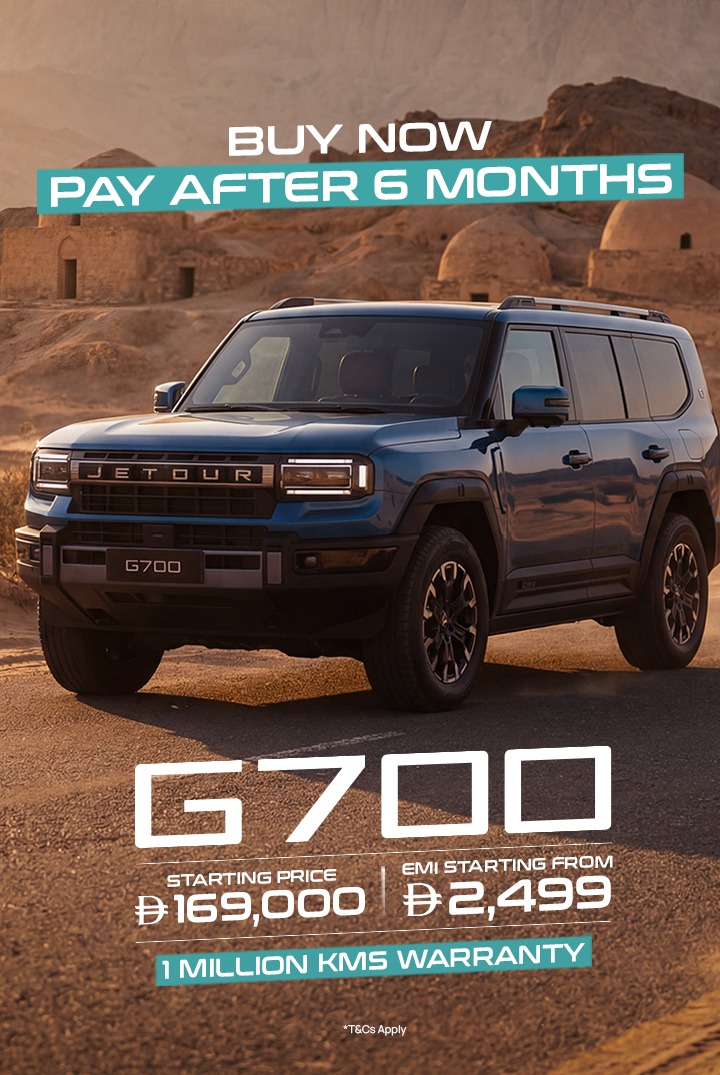JetourU's tweet photo. The Jetour G700 is designed to turn heads — inside and out. Now available with monthly installments starting from AED 2,499.

Visit the exclusive G700 GAIA showroom in Al Quoz, or explore it at our showrooms in Abu Dhabi, Ajman, and Al Ain to discover more.

T&amp;Cs apply