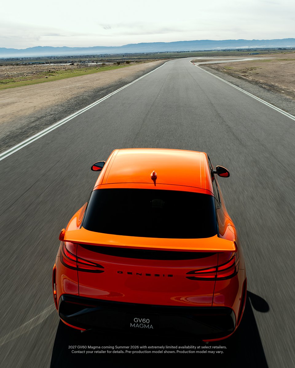 GenesisUSA's tweet photo. A new  luxury high-performance program is coming in fast. The GV60 Magma. 
—
Welcome to the Genesis Magma Program: 
https://t.co/eubRMvwiP2

The 2027 Genesis GV60 Magma is honored with the 2026 Red Dot Award for Product Design. https://t.co/YaI2VFoaVf