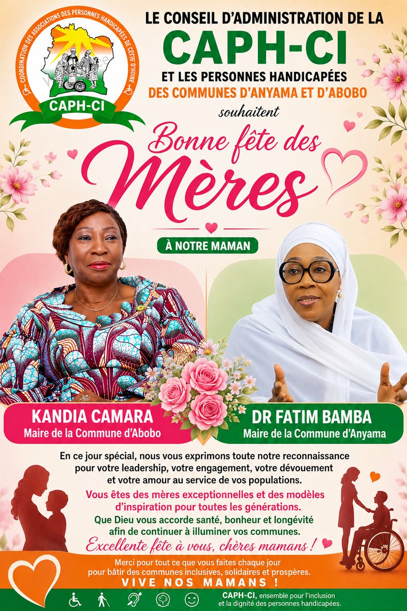 caphci's tweet photo. #BonneFeteDesMeres
#FeteDesMeres2026
#KandiaCamara
#DrFatimBamba
#MairieAbobo
#MairieAnyama
#CAPHCI
#Anyama
#Abobo
#Handicap
#Inclusion
#DroitsDesPersonnesHandicapees
#LeadershipFeminin
#FemmesLeaders
#MamansExceptionnelles
#Solidarite
#VivreEnsemble
#DeveloppementLocal
#CoteDIvo https://t.co/O81yOsfdv0