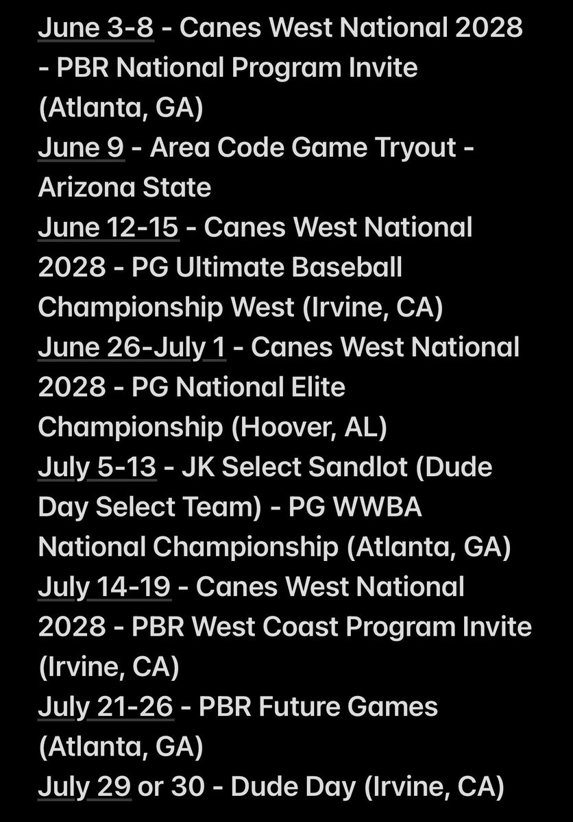 ian_palumbo's tweet photo. Summer schedule 2026 https://t.co/o8LLoTSKOc