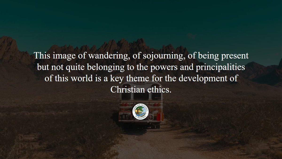 exclntpreaching's tweet photo. "This image of wandering, of sojourning, of being present but not quite belonging to the powers and principalities of this world is a key theme for the development of Christian ethics." Read more in the sermon commentary for Genesis 12:1-9. https://t.co/cuDZnCyg2C https://t.co/qwxKINq387