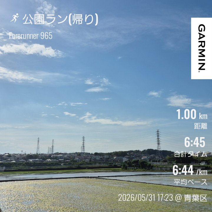 Run10walK's tweet photo. 2026/05/31
5月の〆は、日曜定期の ＃親子ラン 🏃‍♂️暑さで辛そうなので、ランはいつもより休憩多めでペースもかなり緩め、公園でのサッカーも日陰での基礎トレ中心に。2人で水2.0Lペットを飲み干しちゃいました🚰5月も良く頑張った！
＃ランニング ＃マラソン #garmin #beatyesterday https://t.co/YAR1YTmELq
