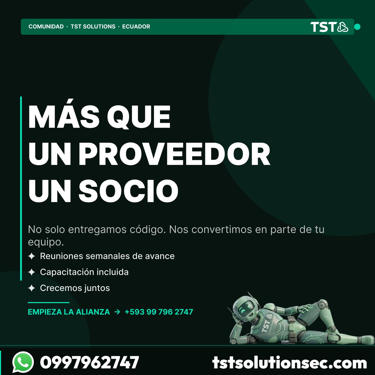 TSTsolutions_ec's tweet photo. 🚀 Digitaliza. Automatiza. Escala.

En TST SOLUTIONS llevamos empresas y emprendedores al siguiente nivel con:

💻 Desarrollo Web 🤖 IA y Automatización 🛒 Ecommerce 24/7 ⚡ Software a Medida
✅ Tecnología que impulsa resultados.
🌐 https://t.co/EohFXmryxC 📲 WhatsApp: 0997962747 https://t.co/eiMo9nKy2d