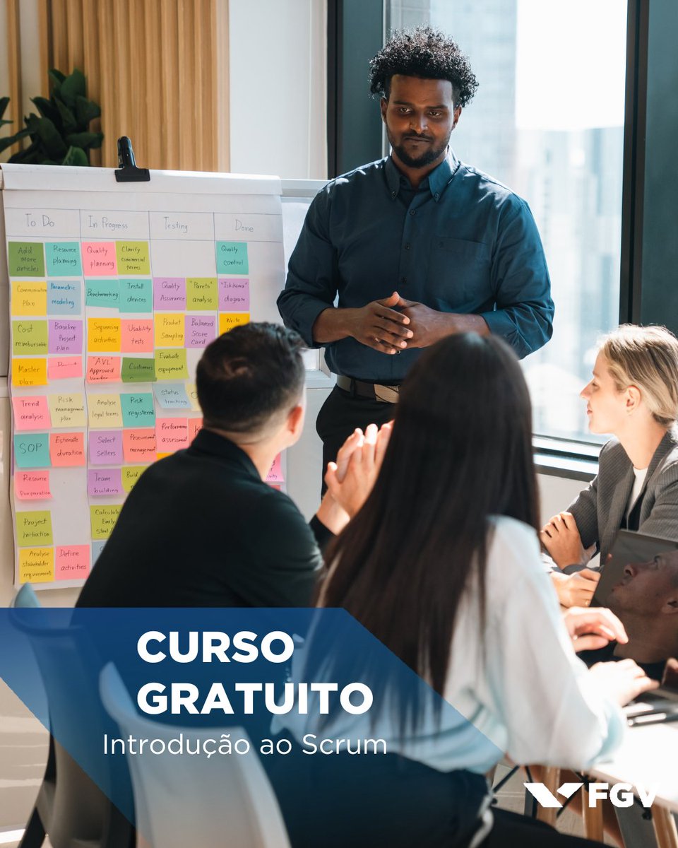 FGV's tweet photo. #CursoGratuito | Quer aprender os fundamentos do Scrum? Conheça a origem, os pilares e os principais conceitos dessa metodologia ágil utilizada para organizar equipes e projetos de forma colaborativa.
Inscreva-se: https://t.co/URNJtCYb8m #FGVDicas https://t.co/0LRQJJ2BUL