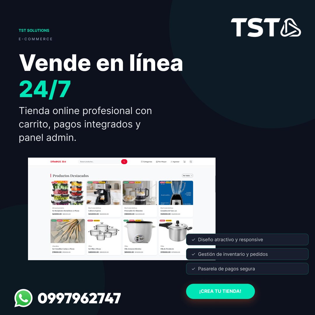 TSTsolutions_ec's tweet photo. 🚀 Digitaliza. Automatiza. Escala.

En TST SOLUTIONS llevamos empresas y emprendedores al siguiente nivel con:

💻 Desarrollo Web
📱 Apps Móviles
🤖 IA y Automatización
🛒 Ecommerce 24/7
⚡ Software a Medida
🌐 https://t.co/EohFXmryxC
📲 WhatsApp: 0997962747 https://t.co/fqXv1CvFmP