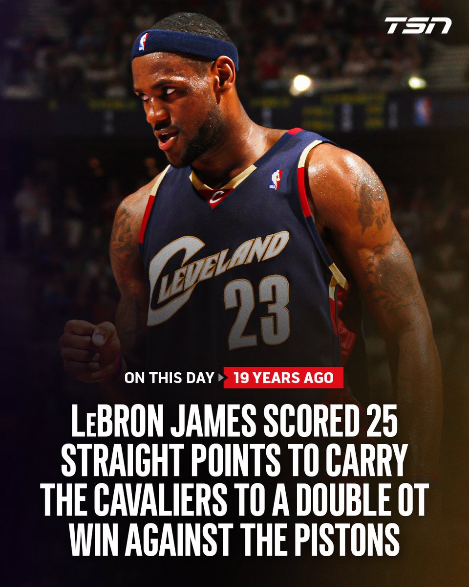 TSN_Sports's tweet photo. 19 years ago today, LeBron James arguably went on the most historic one-man run of all time. 😤 https://t.co/zGqP17QLeq