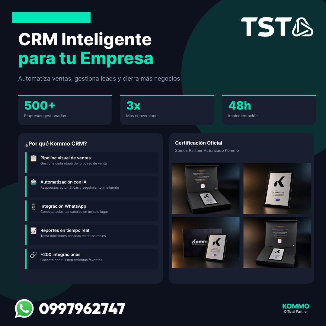 TSTsolutions_ec's tweet photo. 🚀 Digitaliza. Automatiza. Escala.

En TST SOLUTIONS llevamos empresas y emprendedores al siguiente nivel con:

💻 Desarrollo Web 📱 Apps Móviles 🤖 IA y Automatización 🛒 Ecommerce 24/7 ⚡ Software a Medida
🌐 https://t.co/EohFXmryxC 📲 WhatsApp: 0997962747 https://t.co/q3v2AY0kO6
