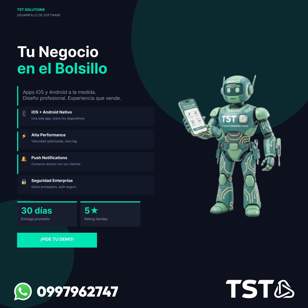 TSTsolutions_ec's tweet photo. 🚀 Digitaliza. Automatiza. Escala.

En TST SOLUTIONS llevamos empresas y emprendedores al siguiente nivel con:

💻 Desarrollo Web 📱 Apps Móviles 🤖 IA y Automatización 🛒 Ecommerce 24/7 ⚡ Software a Medida
🌐 https://t.co/EohFXmryxC 📲 WhatsApp: 0997962747 https://t.co/3QUPmRRYJ7