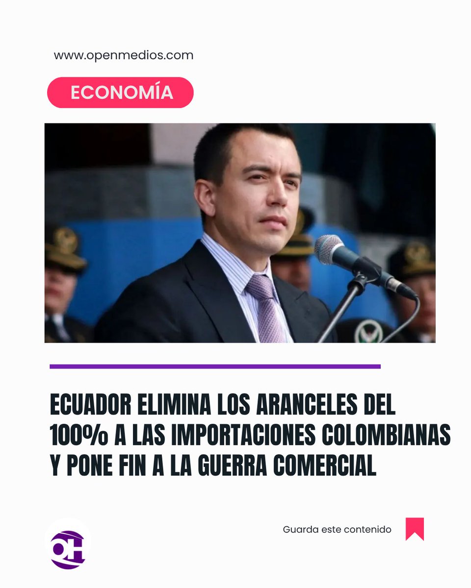 OpenMedios's tweet photo. El anuncio de la eliminación de los aranceles fue realizado por #DanielNoboa durante una conversación virtual con el candidato presidencial colombiano #AbelardodelaEspriella. 

Lea la nota aquí: https://t.co/sh1rEtTPtm https://t.co/9e7DUDfZWx