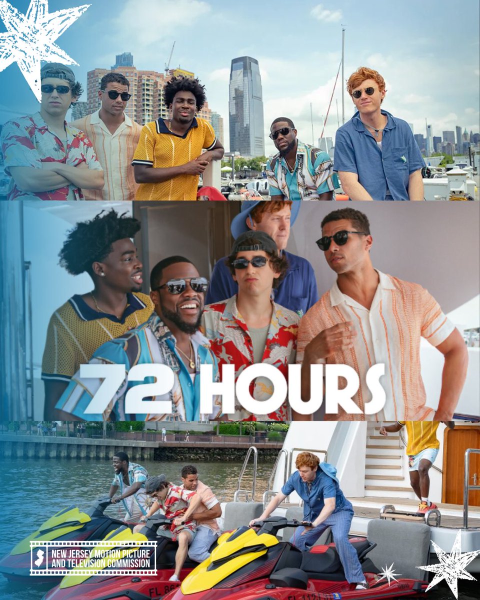 NJMotionPicture's tweet photo. Kevin Hart is supposed to be in Miami, but he’s really at the Jersey Shore! Go see Jersey and ”72 Hours” on Netflix July 24, 2026! https://t.co/uGu6Ub5JHP