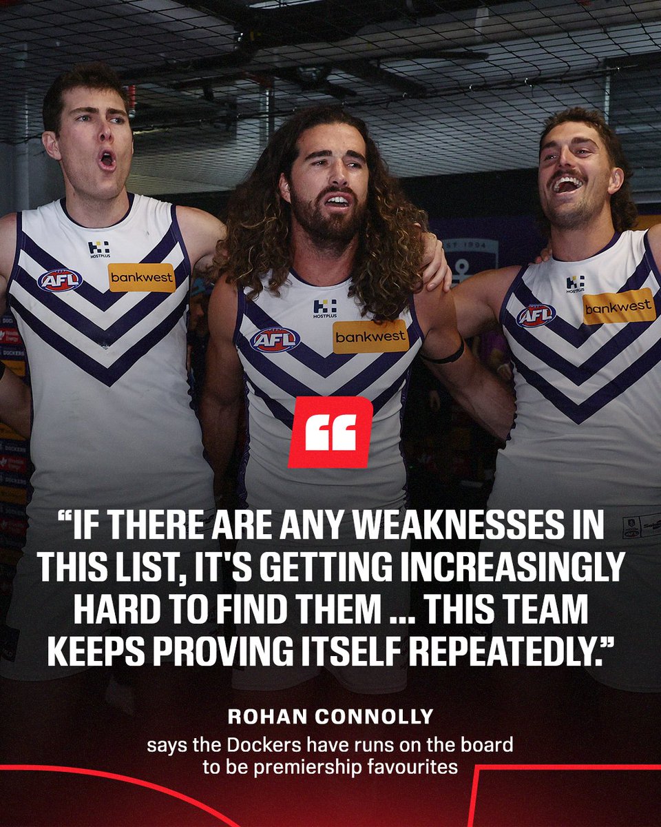 FootyTips's tweet photo. Is this version of Fremantle the best ... ever? ⚓ 
 
@rohan_connolly thinks so, and that they deserve premiership favouritism. Agree?
 
ANALYSIS 📝 : https://t.co/xQpXIlLzs0 https://t.co/WMaPIiCMPe