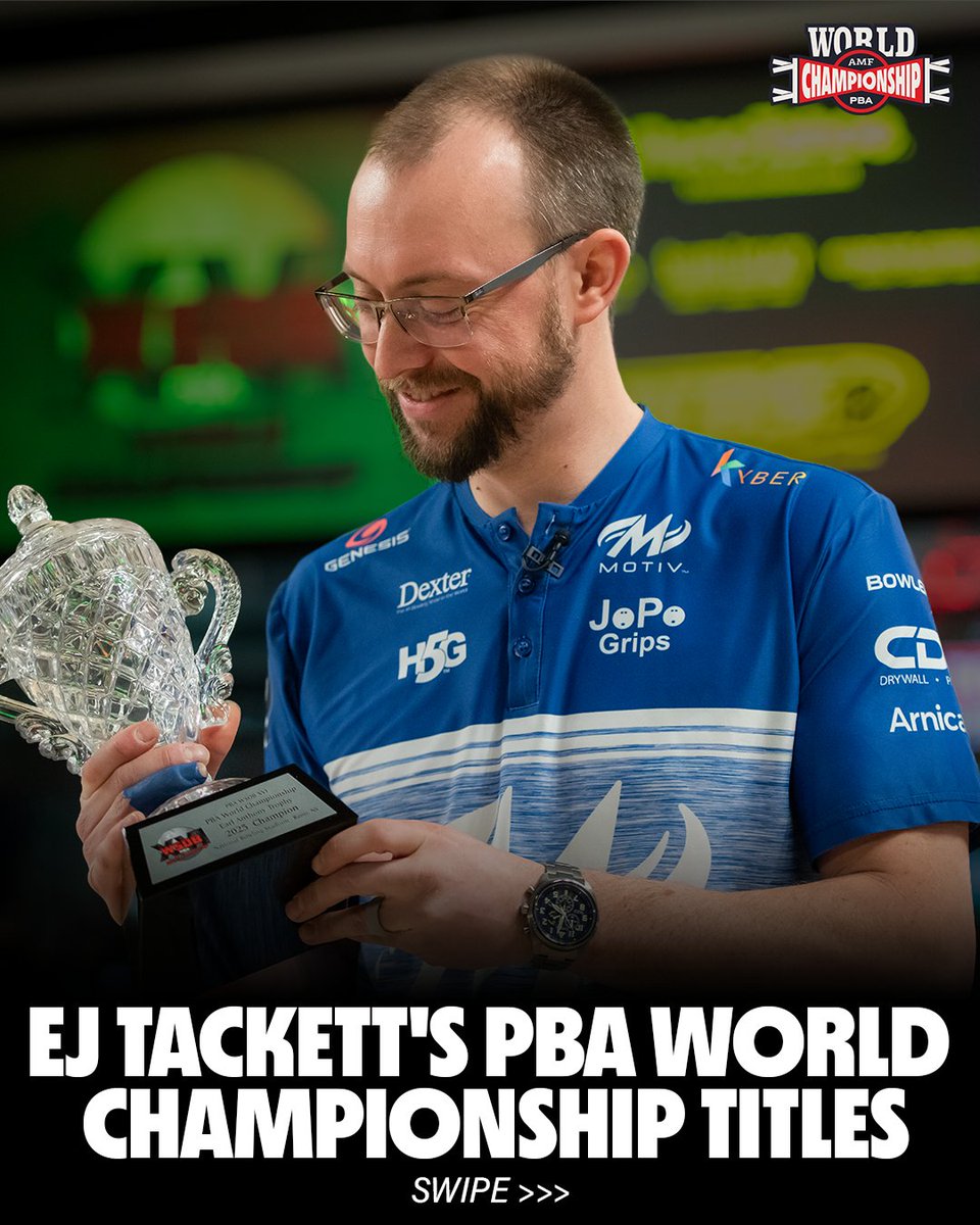 PBATour's tweet photo. Will EJ Tackett four-peat? 

Watch the AMF PBA World Championship finals Saturday, June 13 at 1p ET on CBS/Paramount+. https://t.co/bVQIQZzipI