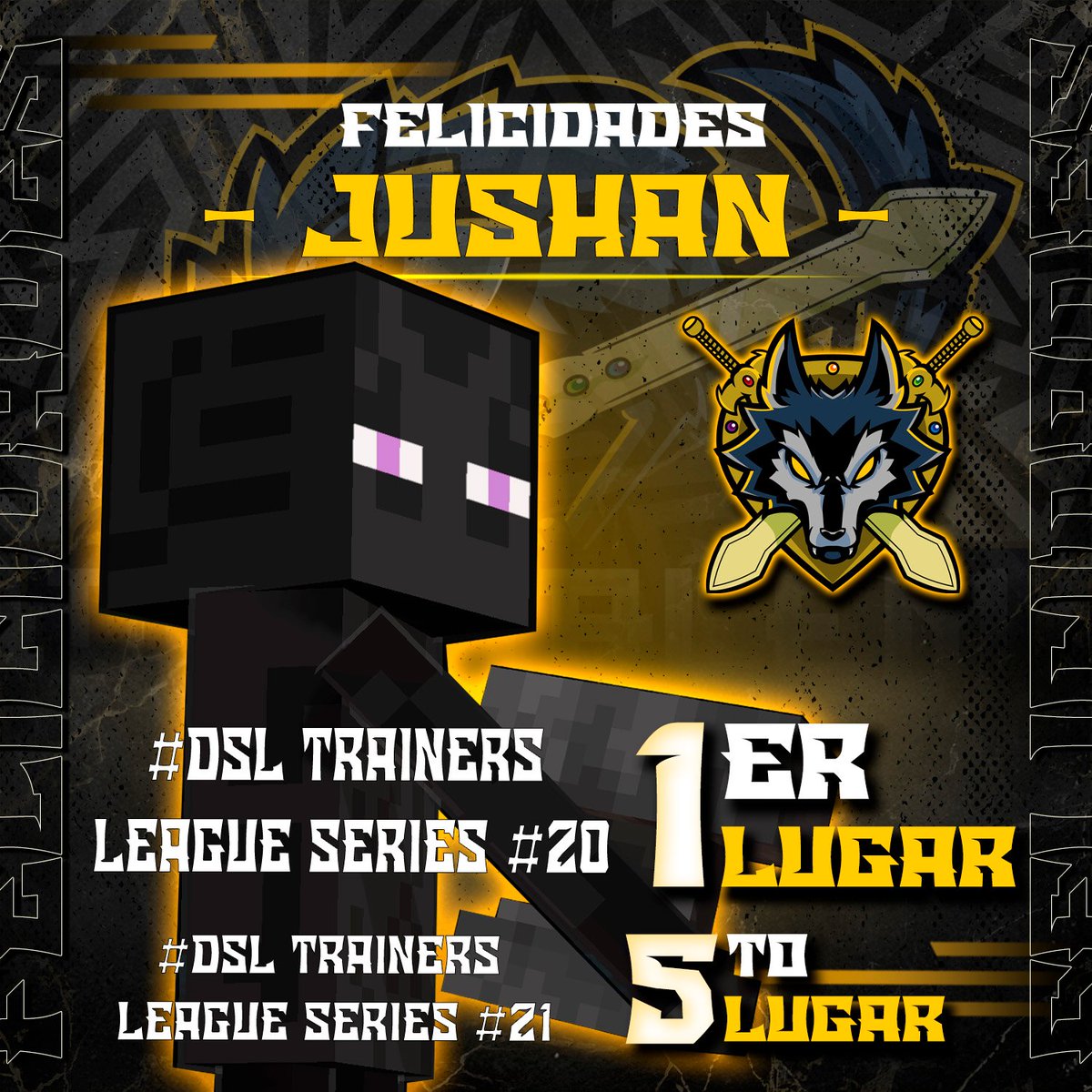 TEW_Esports's tweet photo. Felicitamos a nuestros compañeros por sus resultados en "DSL Trainers league series #20/21" y "Moss Wanted #4" 🥳💛

@jushanxd
@iBet_02 
@_Lord1_ 
@Piporex86

#GoTEW 🛡️⚔️

⬇️Bracket⬇️ https://t.co/xvtWTTu5Ja
