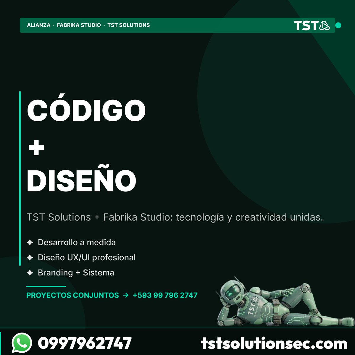 TSTsolutions_ec's tweet photo. ¿Quieres que tu negocio venda más, se vea más profesional?
En TST SOLUTIONS lo hacemos realidad:
💻 Desarrollo Web
⚡ Software a Medida
Convierte ideas en crecimiento real. 🚀
🌐 https://t.co/EohFXmryxC
🛒 Demo: https://t.co/WIqy7qCjVd
📲 WhatsApp: 0997962747 https://t.co/GdJpd6Rtf2
